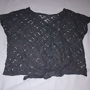 Crop top tied up see through shirt